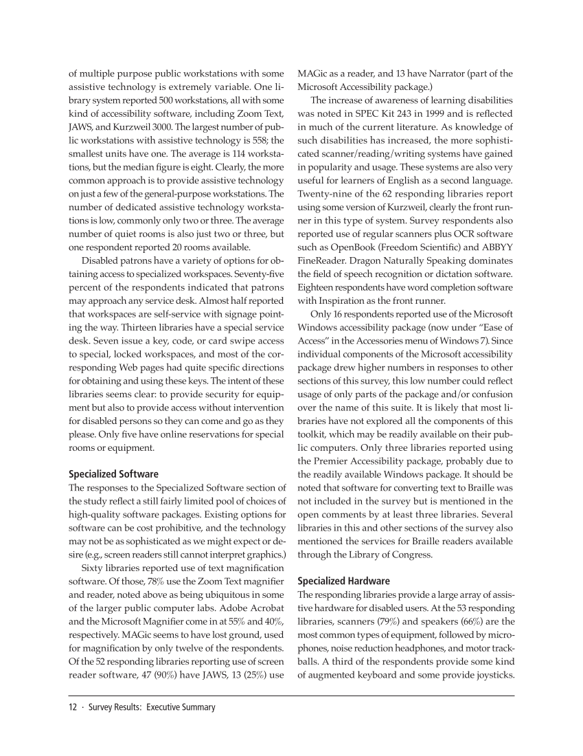 SPEC Kit 321: Services for Users with Disabilities (December 2010) page 12