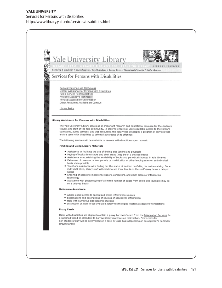 SPEC Kit 321: Services for Users with Disabilities (December 2010) page 121