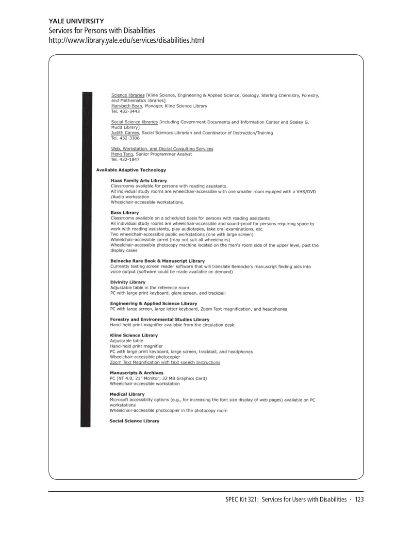 SPEC Kit 321: Services for Users with Disabilities (December 2010) page 123