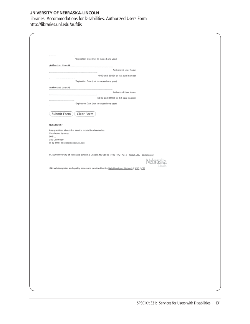 SPEC Kit 321: Services for Users with Disabilities (December 2010) page 131