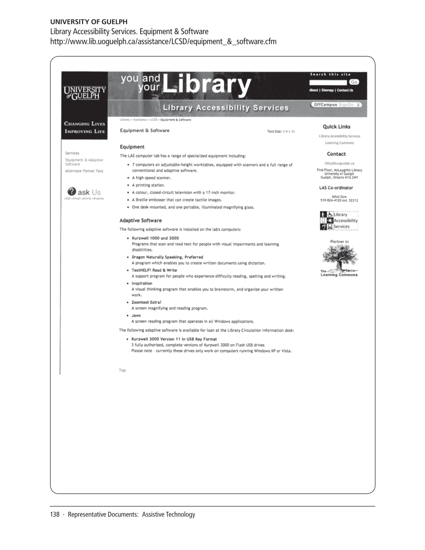 SPEC Kit 321: Services for Users with Disabilities (December 2010) page 138