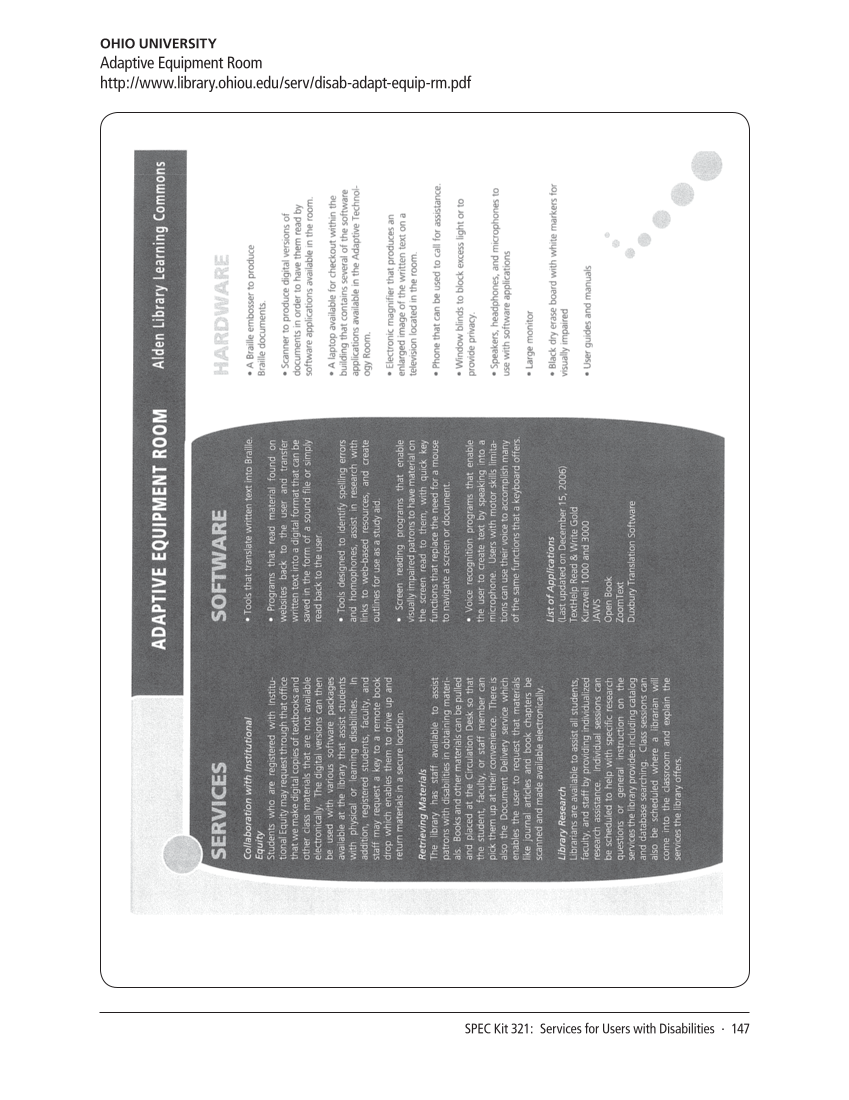 SPEC Kit 321: Services for Users with Disabilities (December 2010) page 147