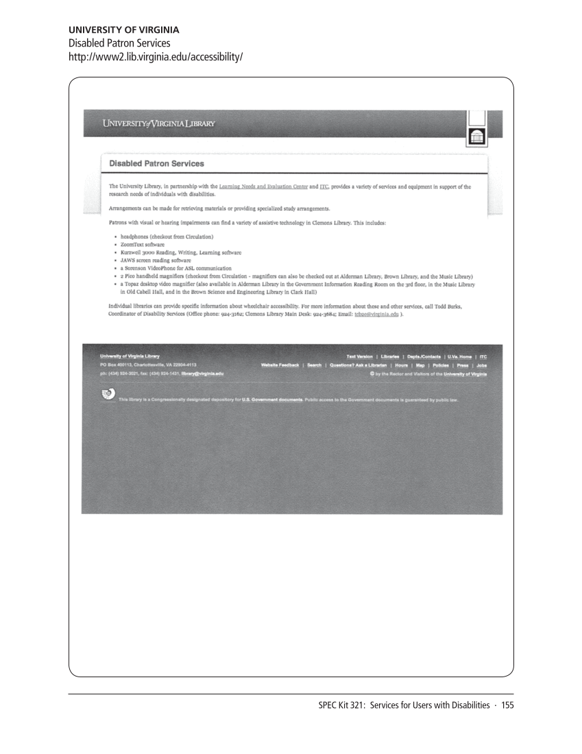 SPEC Kit 321: Services for Users with Disabilities (December 2010) page 155