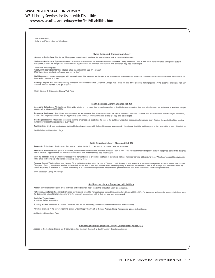 SPEC Kit 321: Services for Users with Disabilities (December 2010) page 157