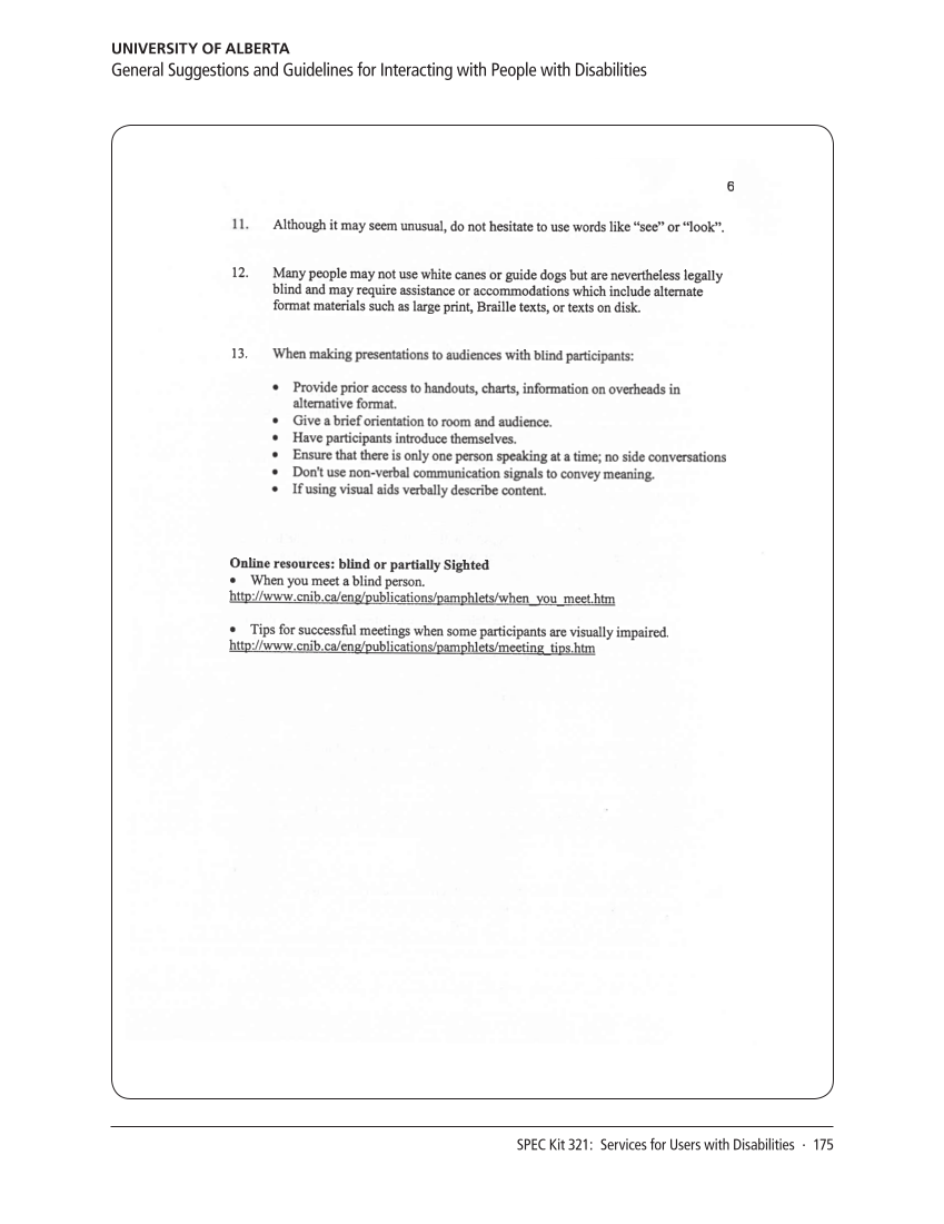 SPEC Kit 321: Services for Users with Disabilities (December 2010) page 175