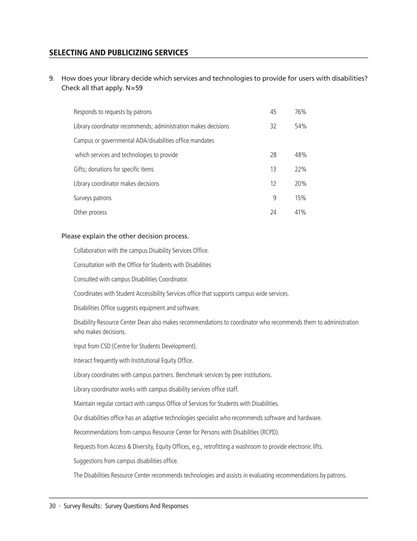 SPEC Kit 321: Services for Users with Disabilities (December 2010) page 30