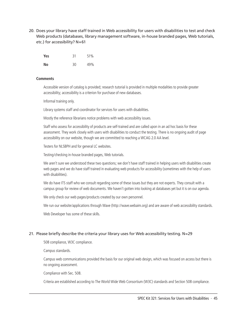 SPEC Kit 321: Services for Users with Disabilities (December 2010) page 45