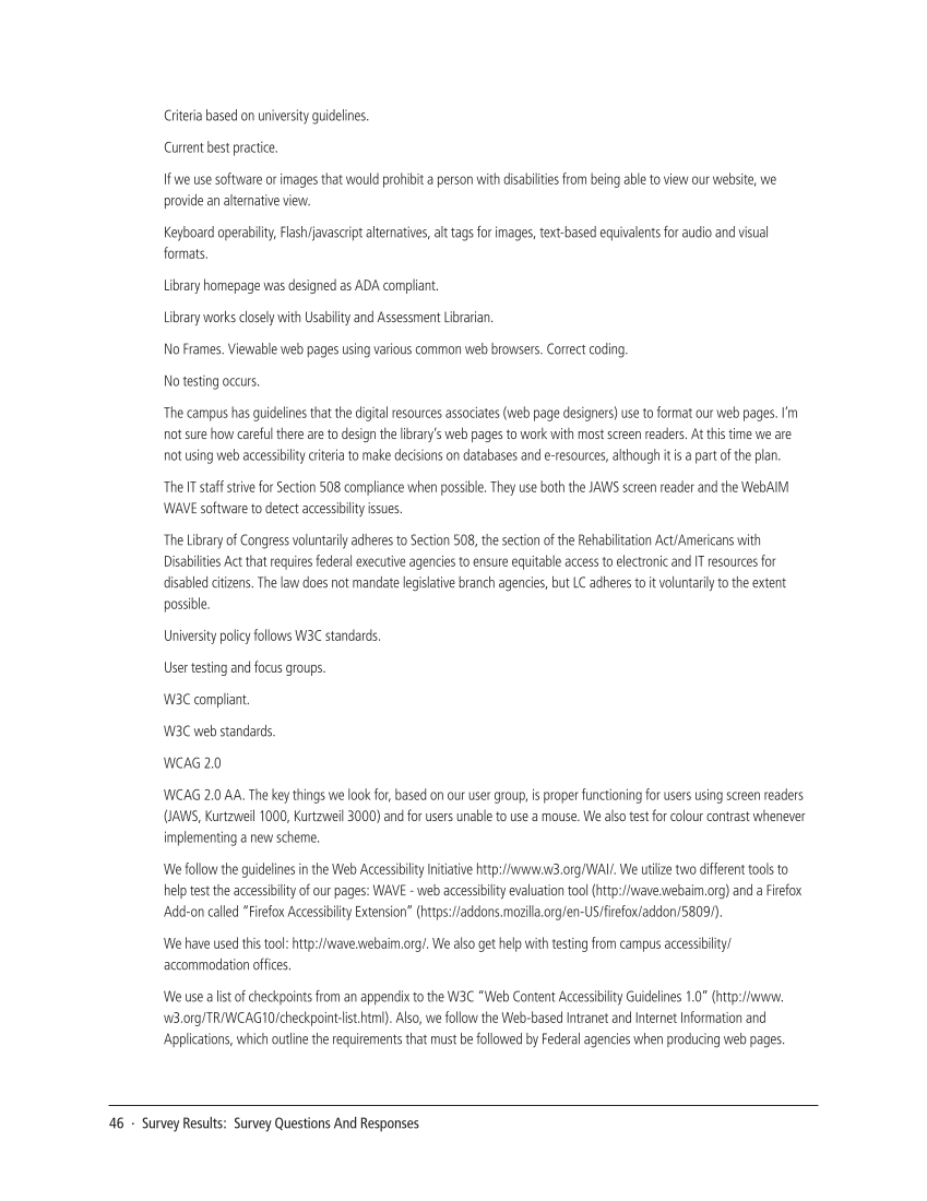 SPEC Kit 321: Services for Users with Disabilities (December 2010) page 46