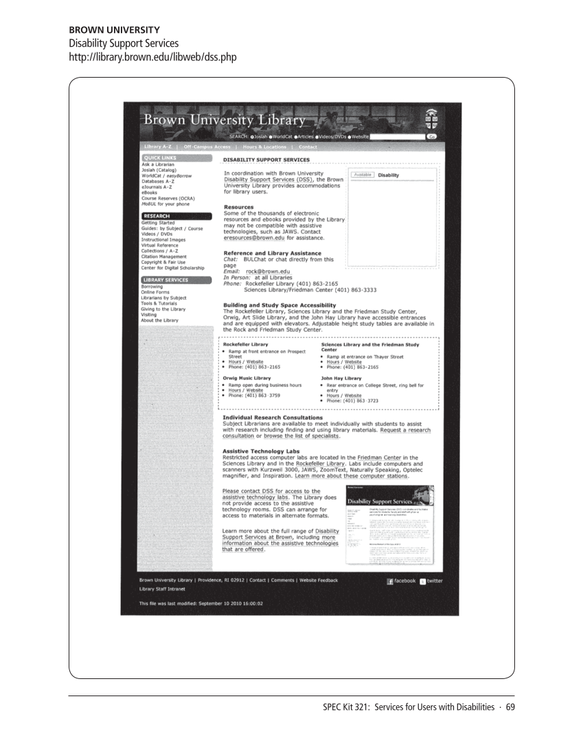 SPEC Kit 321: Services for Users with Disabilities (December 2010) page 69