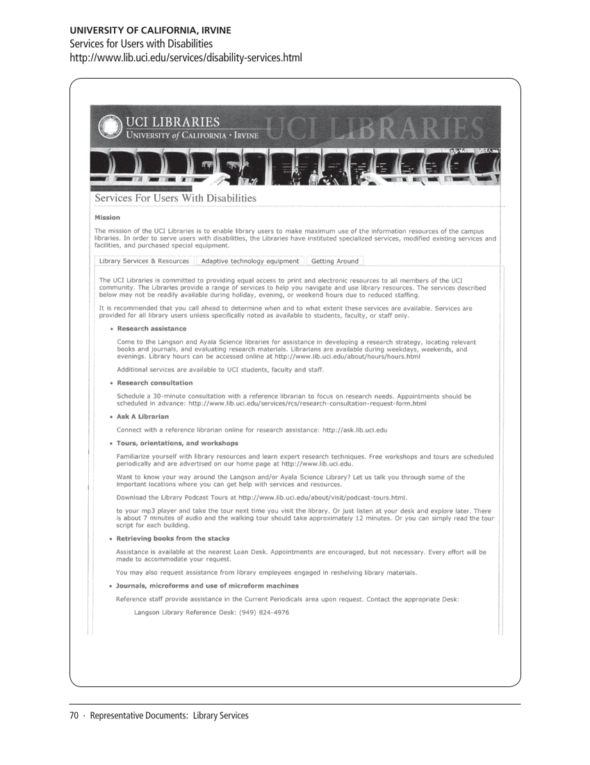 SPEC Kit 321: Services for Users with Disabilities (December 2010) page 70