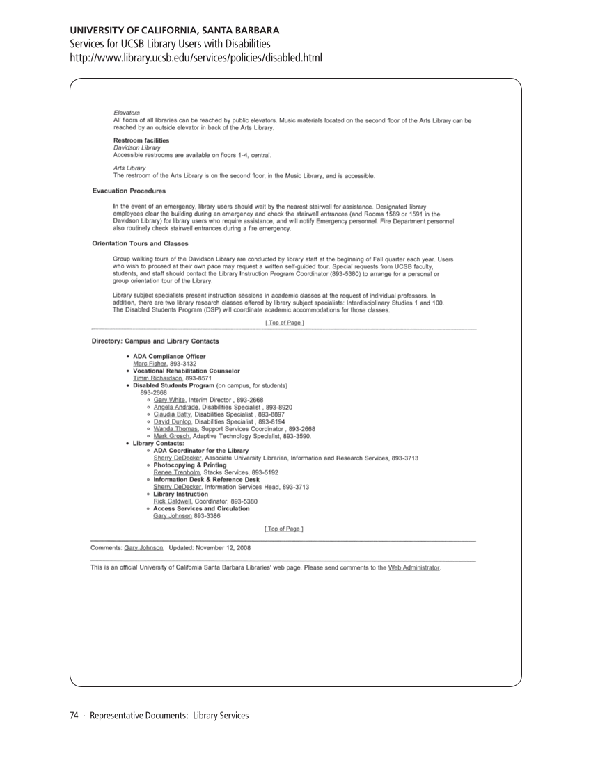 SPEC Kit 321: Services for Users with Disabilities (December 2010) page 74