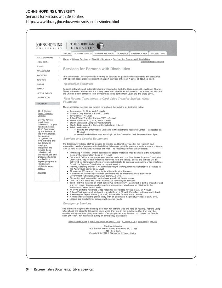 SPEC Kit 321: Services for Users with Disabilities (December 2010) page 94