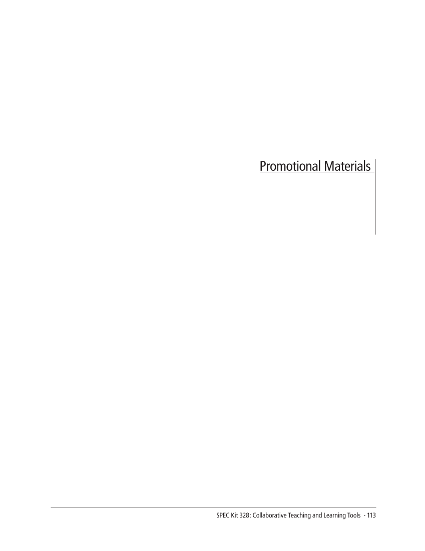 SPEC Kit 328: Collaborative Teaching and Learning Tools (July 2012) page 113