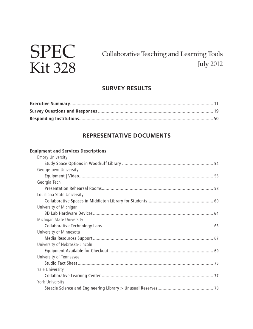 SPEC Kit 328: Collaborative Teaching and Learning Tools (July 2012) page 5