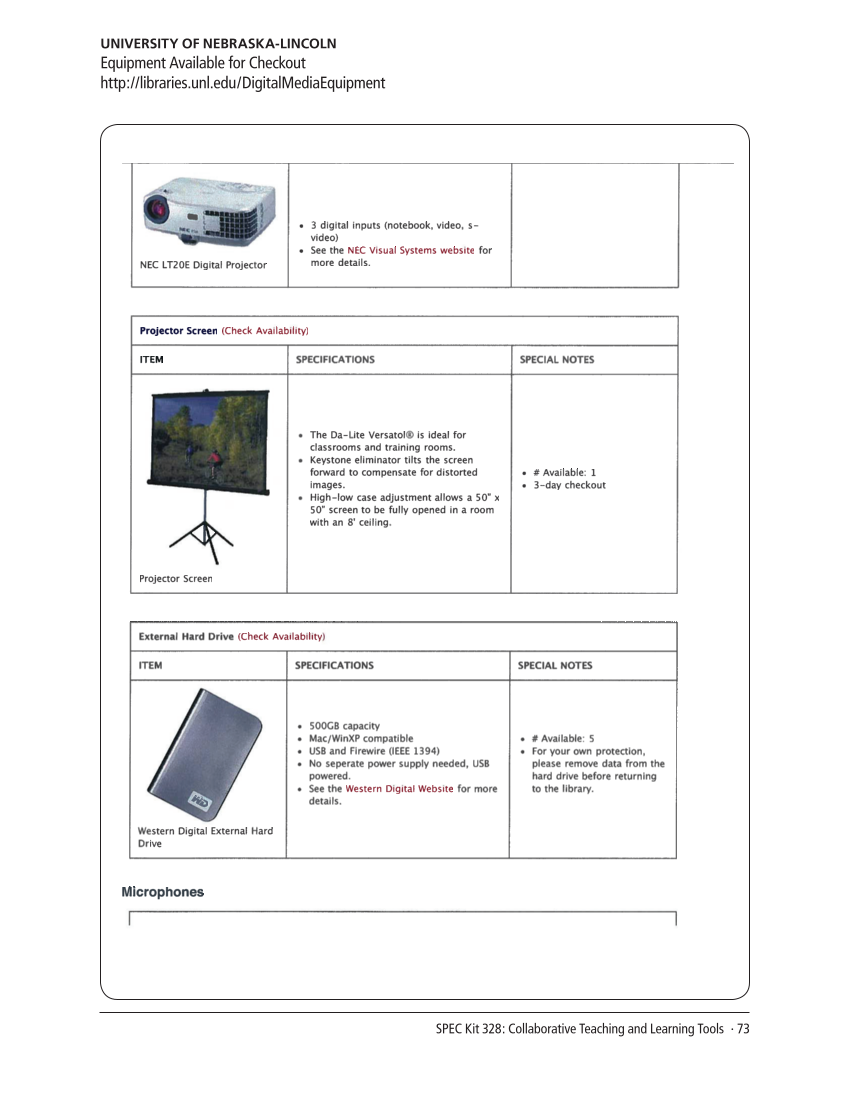 SPEC Kit 328: Collaborative Teaching and Learning Tools (July 2012) page 73