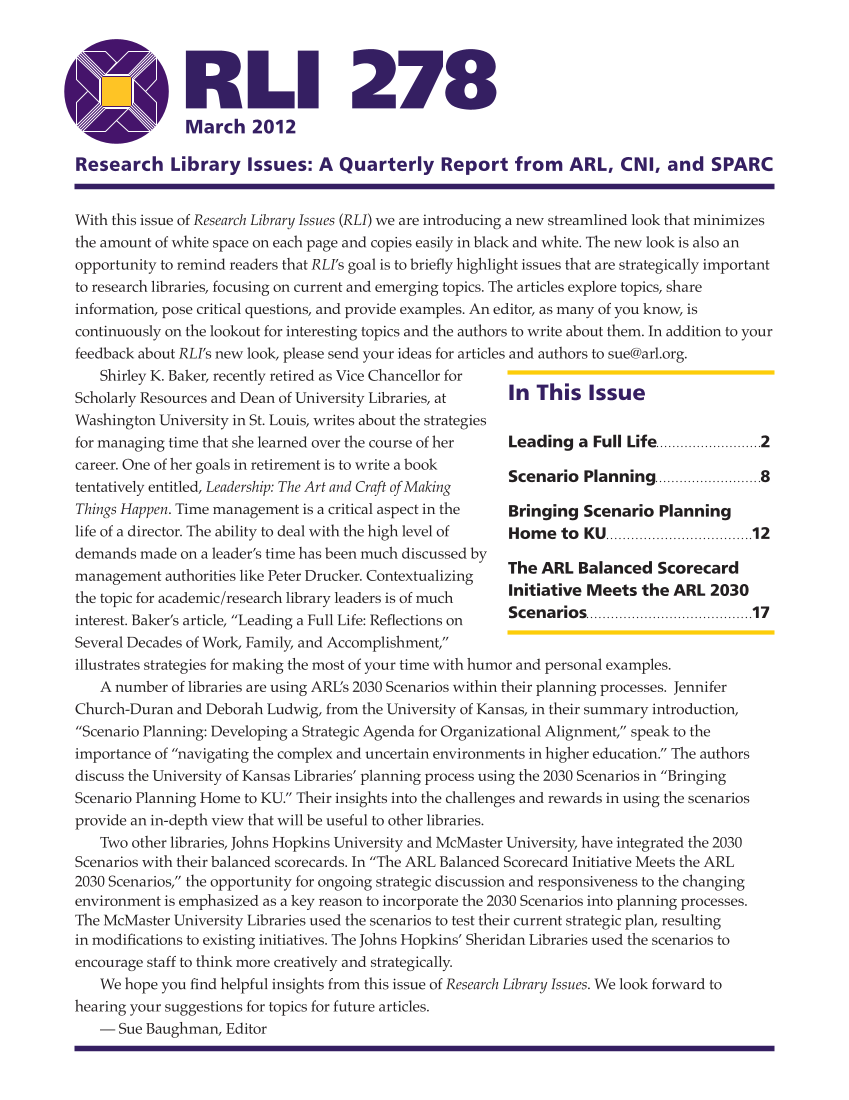 Research Library Issues, no. 278 (March 2012) page
