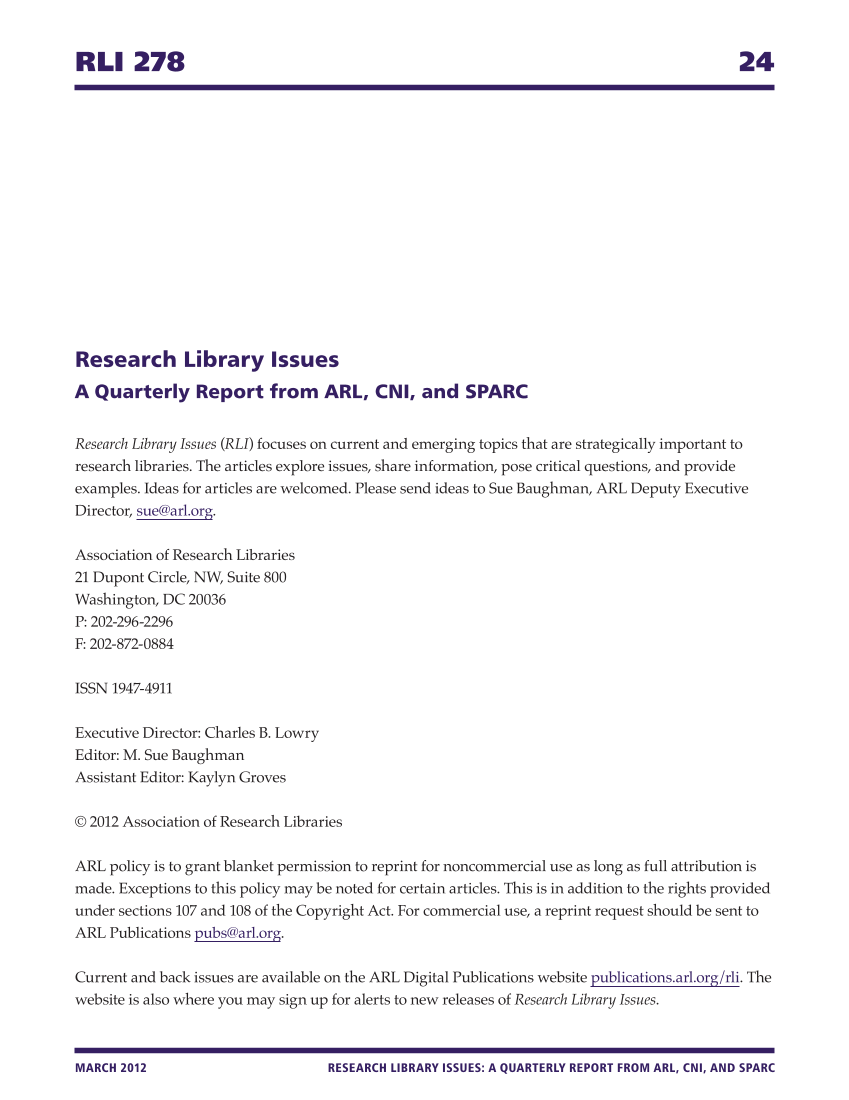 Research Library Issues, no. 278 (March 2012) page 24