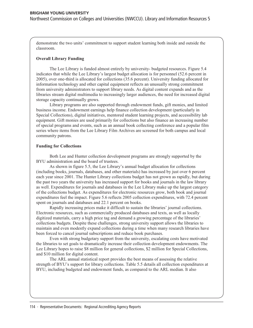 SPEC Kit 330: Library Contribution to Accreditation (September 2012) page 114