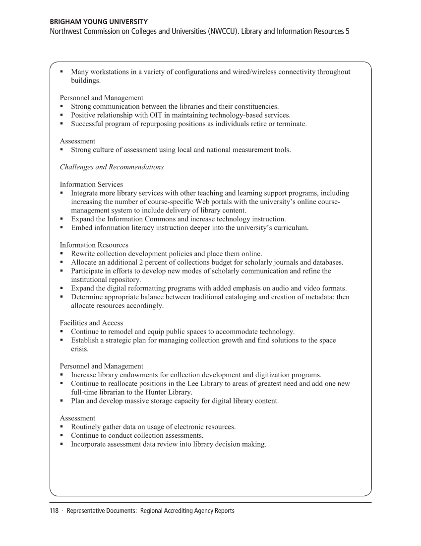 SPEC Kit 330: Library Contribution to Accreditation (September 2012) page 118