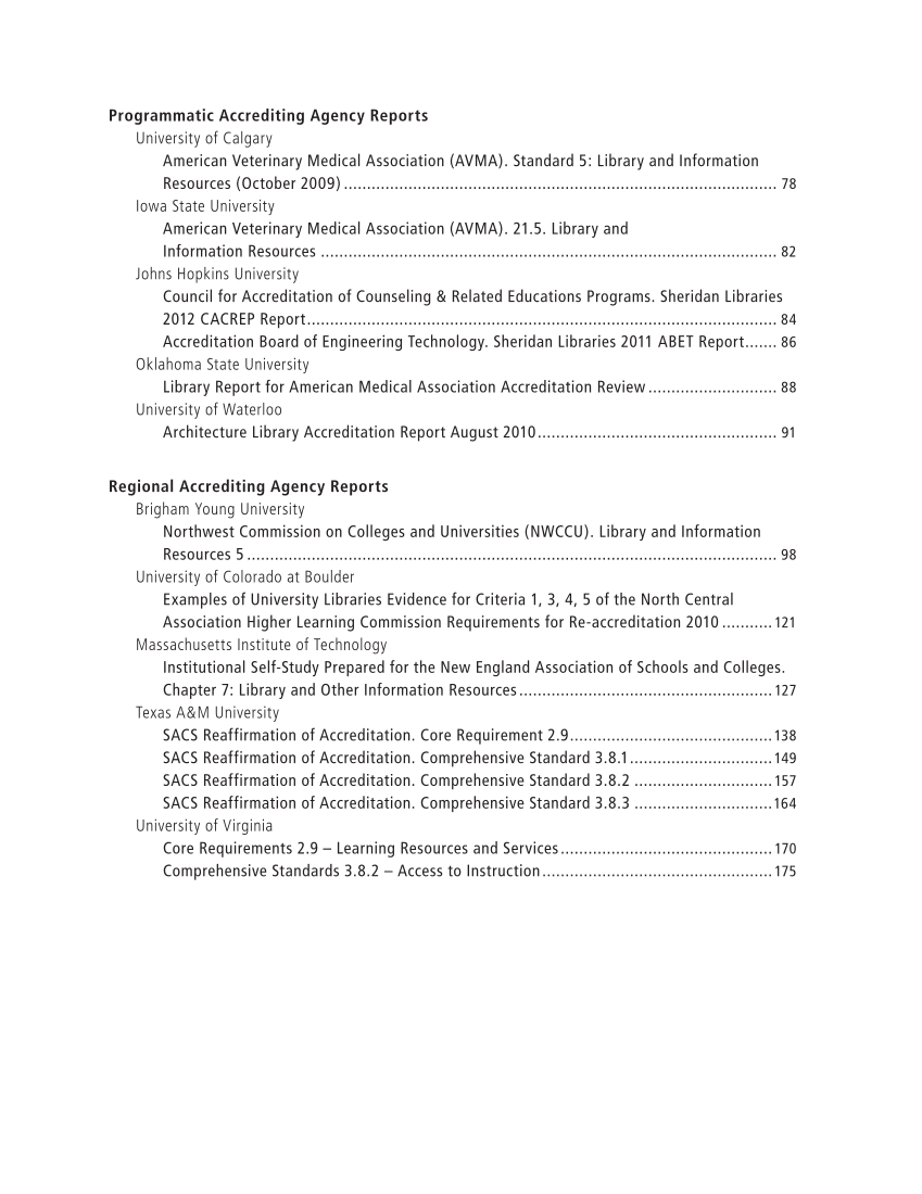 SPEC Kit 330: Library Contribution to Accreditation (September 2012) page 6