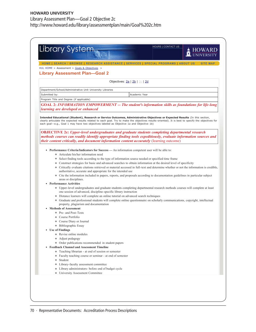 SPEC Kit 330: Library Contribution to Accreditation (September 2012) page 70