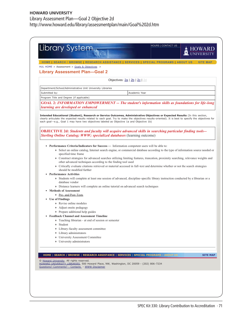 SPEC Kit 330: Library Contribution to Accreditation (September 2012) page 71