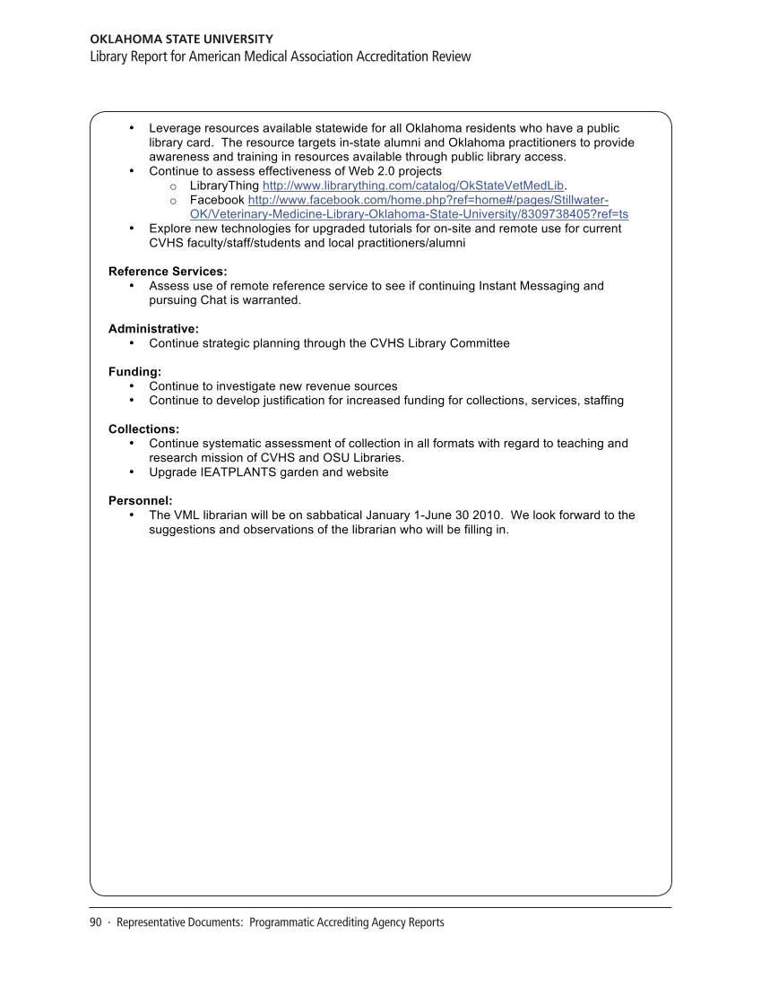 SPEC Kit 330: Library Contribution to Accreditation (September 2012) page 90