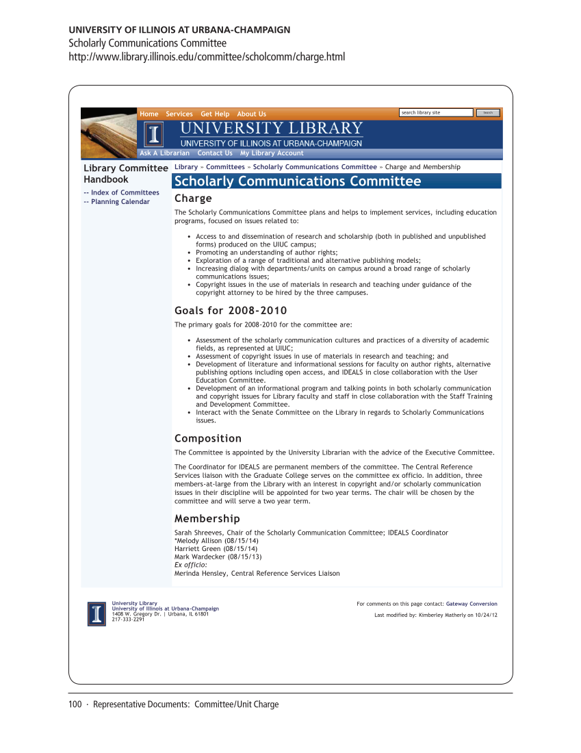 SPEC Kit 332: Organization of Scholarly Communication Services (November 2012) page 100