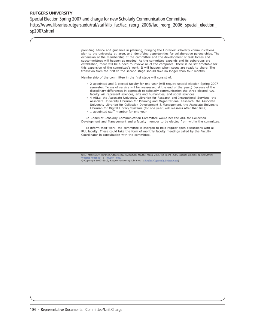 SPEC Kit 332: Organization of Scholarly Communication Services (November 2012) page 104