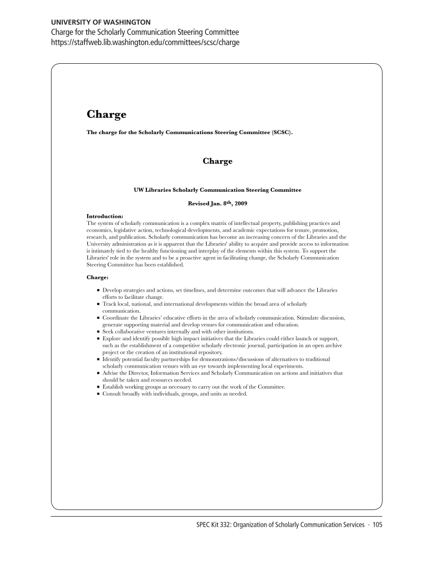 SPEC Kit 332: Organization of Scholarly Communication Services (November 2012) page 105
