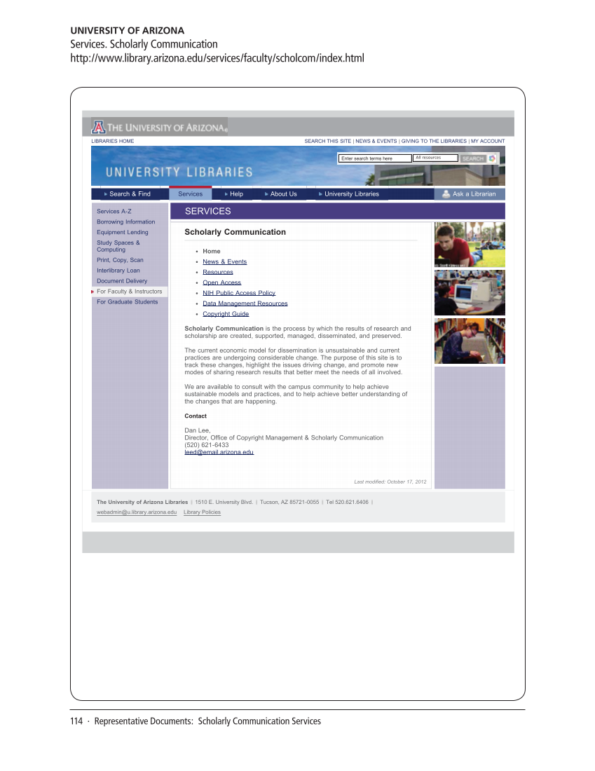 SPEC Kit 332: Organization of Scholarly Communication Services (November 2012) page 114
