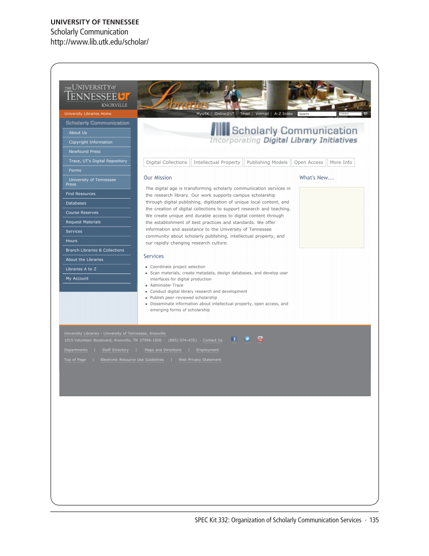 SPEC Kit 332: Organization of Scholarly Communication Services (November 2012) page 135