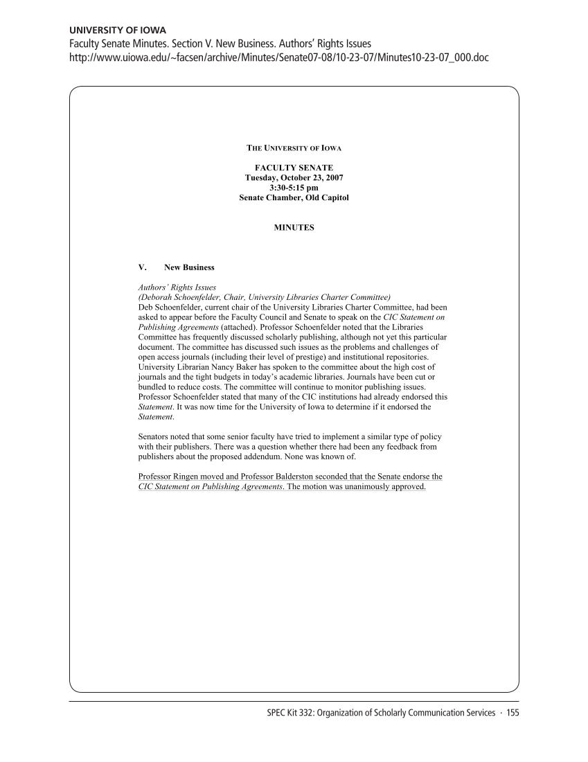 SPEC Kit 332: Organization of Scholarly Communication Services (November 2012) page 155