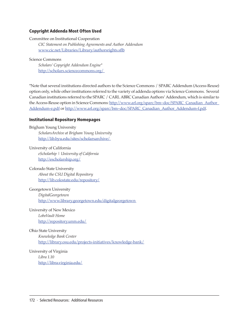 SPEC Kit 332: Organization of Scholarly Communication Services (November 2012) page 172
