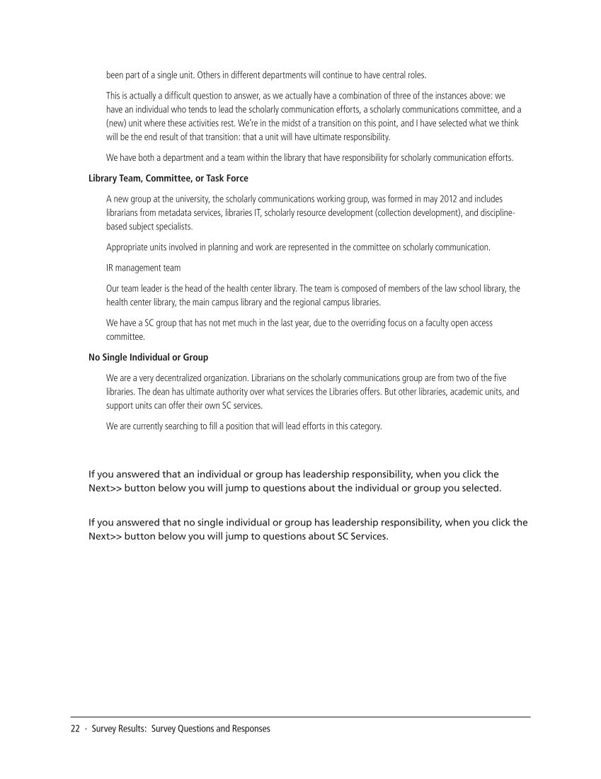 SPEC Kit 332: Organization of Scholarly Communication Services (November 2012) page 22