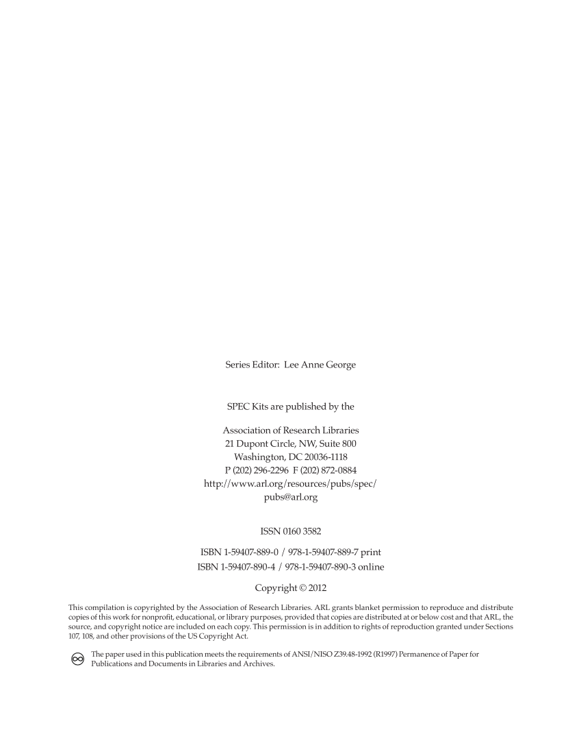 SPEC Kit 332: Organization of Scholarly Communication Services (November 2012) page 4