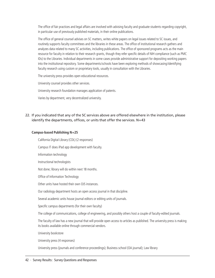 SPEC Kit 332: Organization of Scholarly Communication Services (November 2012) page 42