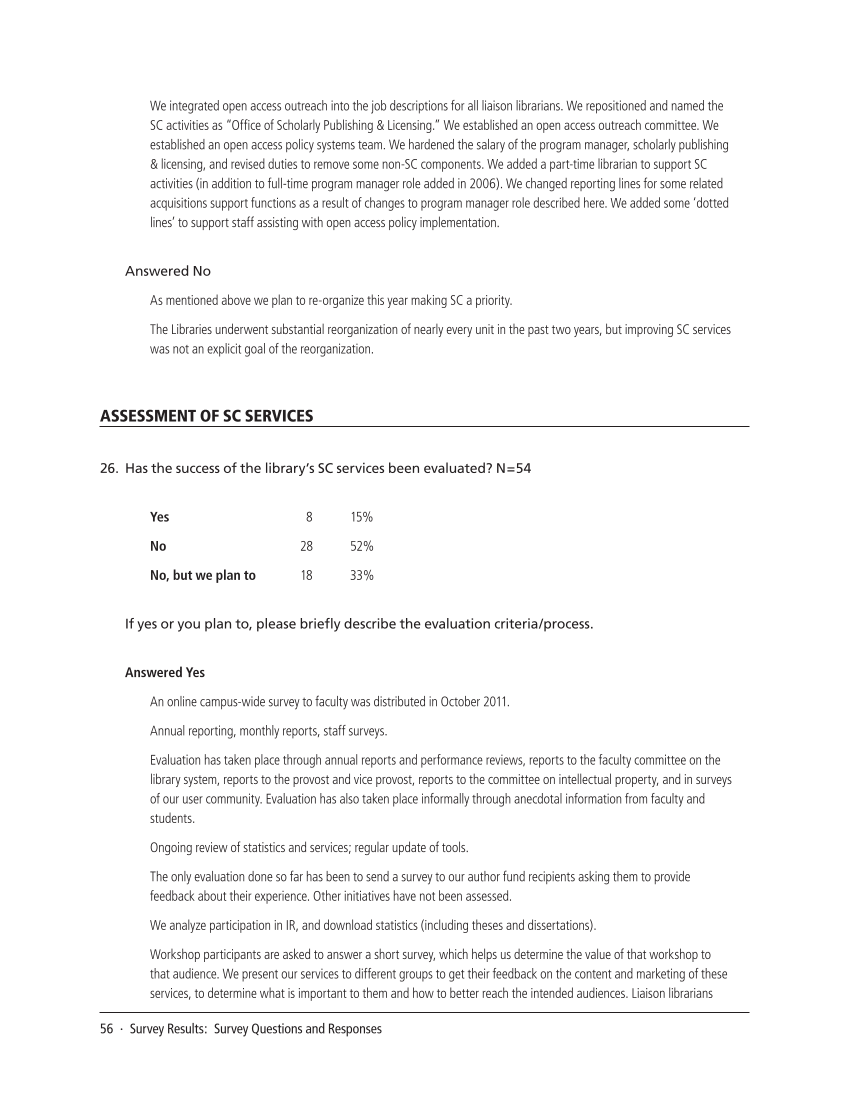 SPEC Kit 332: Organization of Scholarly Communication Services (November 2012) page 56