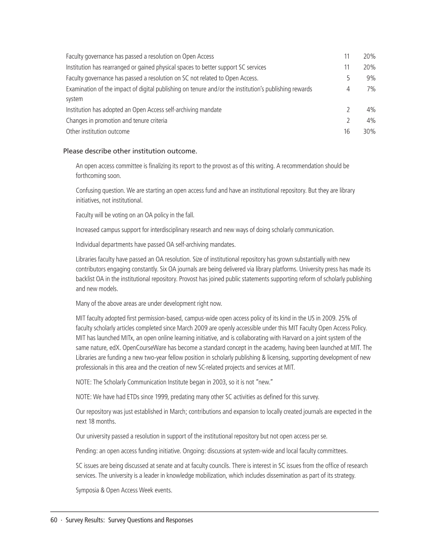 SPEC Kit 332: Organization of Scholarly Communication Services (November 2012) page 60