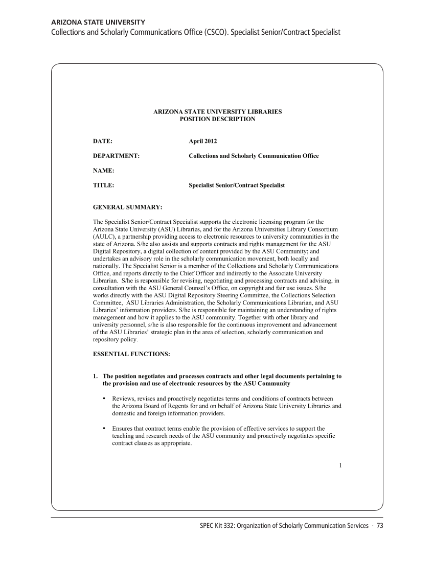 SPEC Kit 332: Organization of Scholarly Communication Services (November 2012) page 73