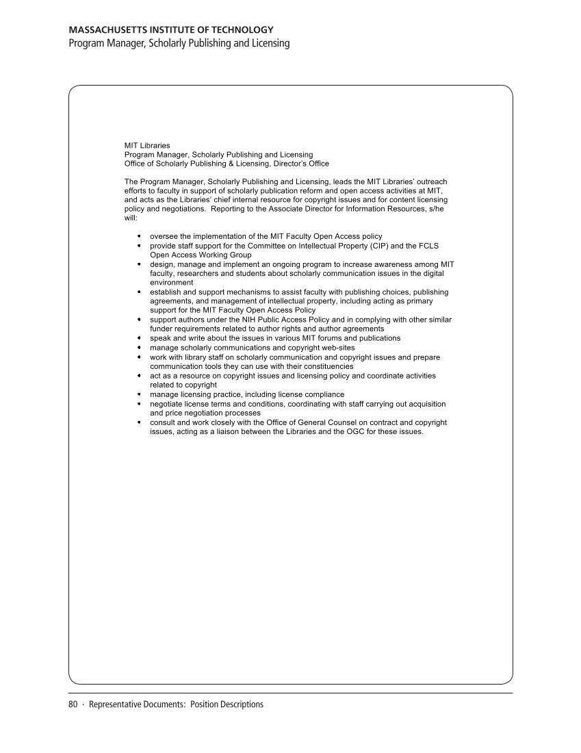 SPEC Kit 332: Organization of Scholarly Communication Services (November 2012) page 80