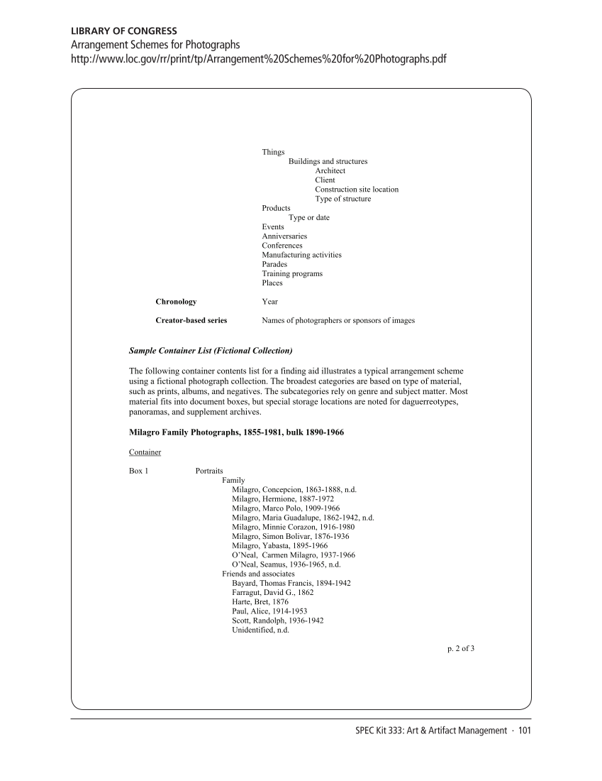SPEC Kit 333: Art & Artifact Management (December 2012) page 101