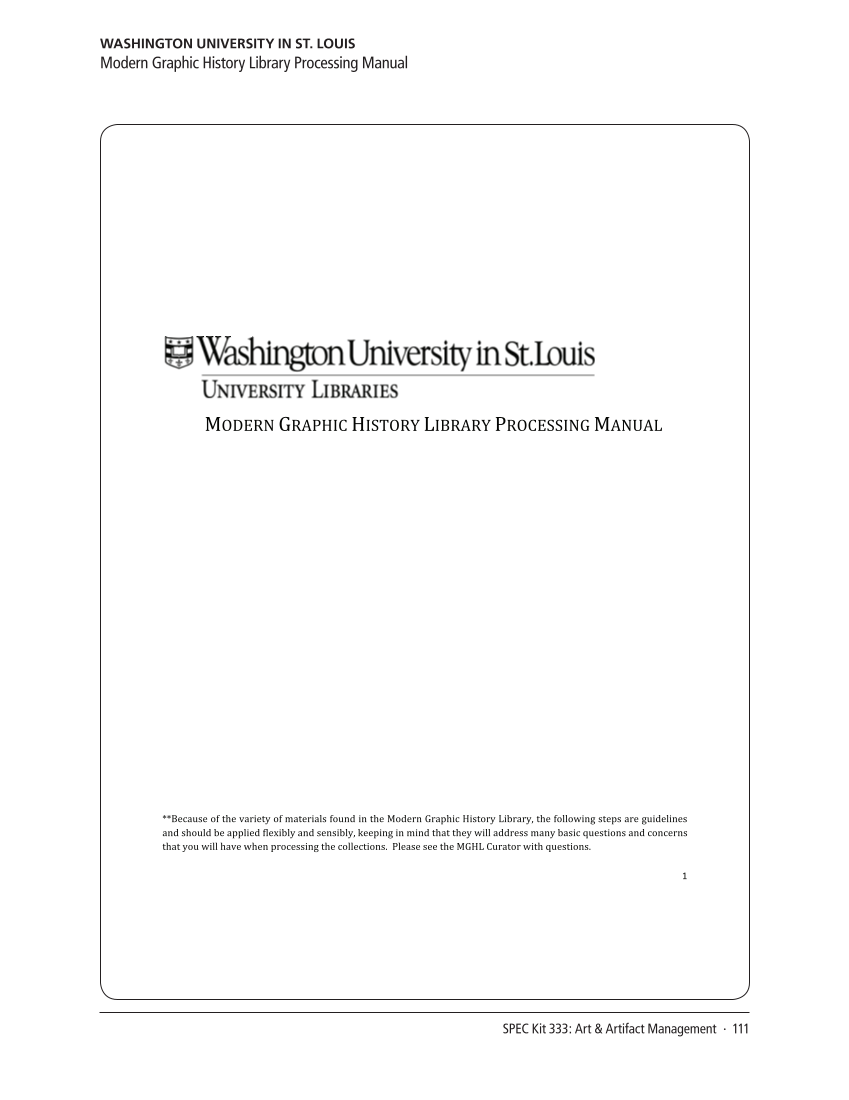 SPEC Kit 333: Art & Artifact Management (December 2012) page 111