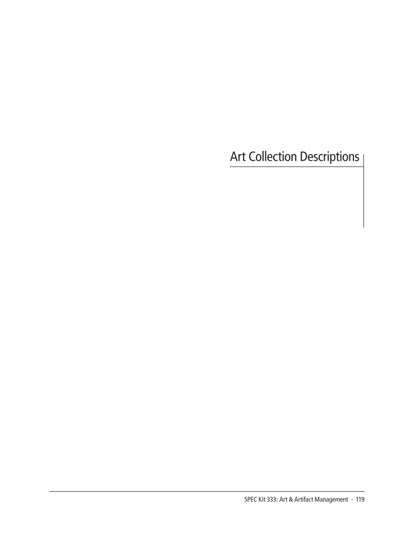 SPEC Kit 333: Art & Artifact Management (December 2012) page 119