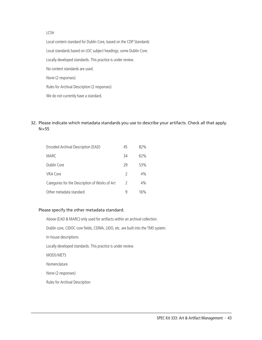 SPEC Kit 333: Art & Artifact Management (December 2012) page 43