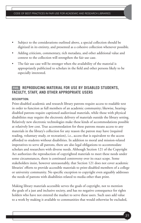 Code of Best Practices in Fair Use for Academic and Research Libraries page Sec1:21