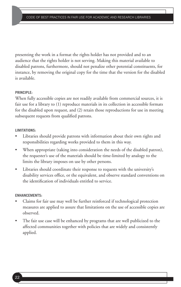 Code of Best Practices in Fair Use for Academic and Research Libraries page Sec1:22