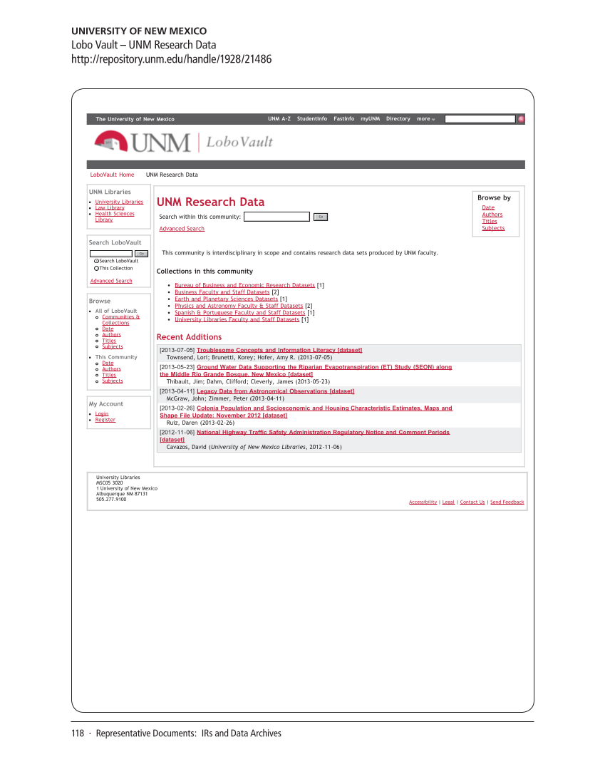 SPEC Kit 334: Research Data Management Services (July 2013) page 118