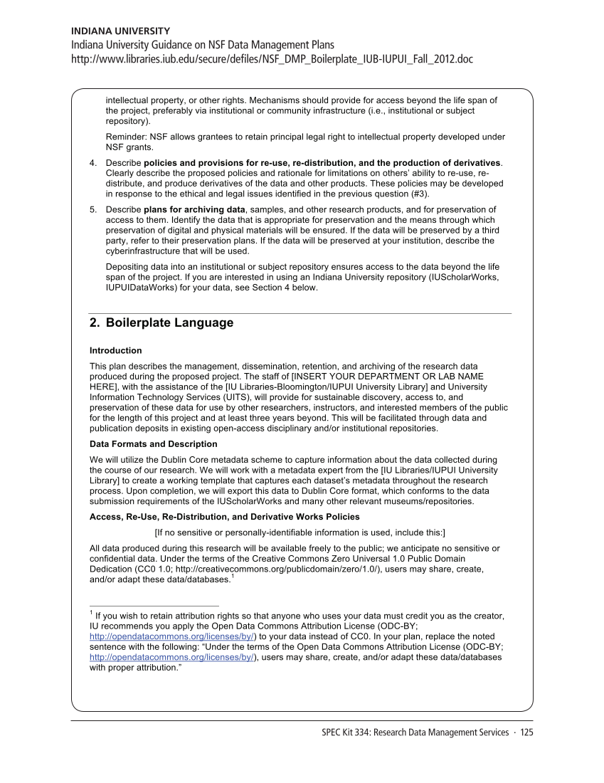 SPEC Kit 334: Research Data Management Services (July 2013) page 125