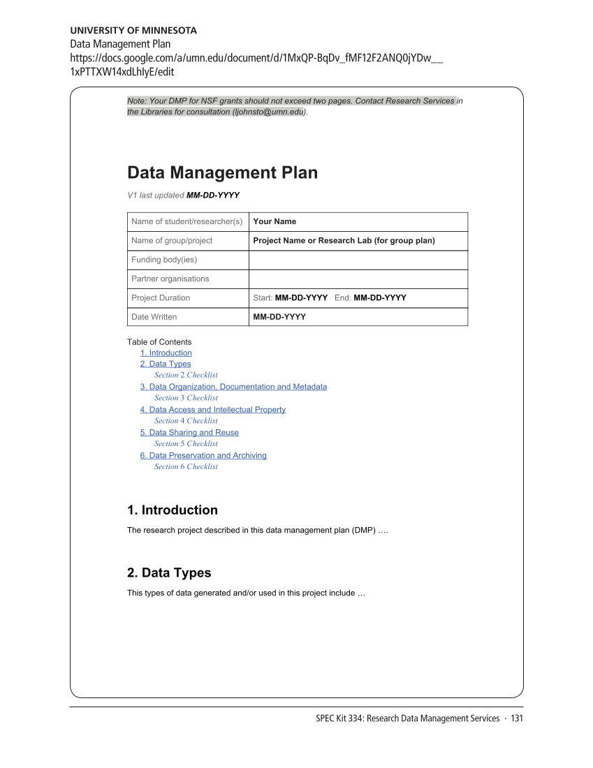 SPEC Kit 334: Research Data Management Services (July 2013) page 131